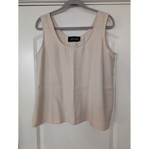 OZAI N KU Women's Beige Linen Blend Sleeveless Tank Top large neutral minimalist